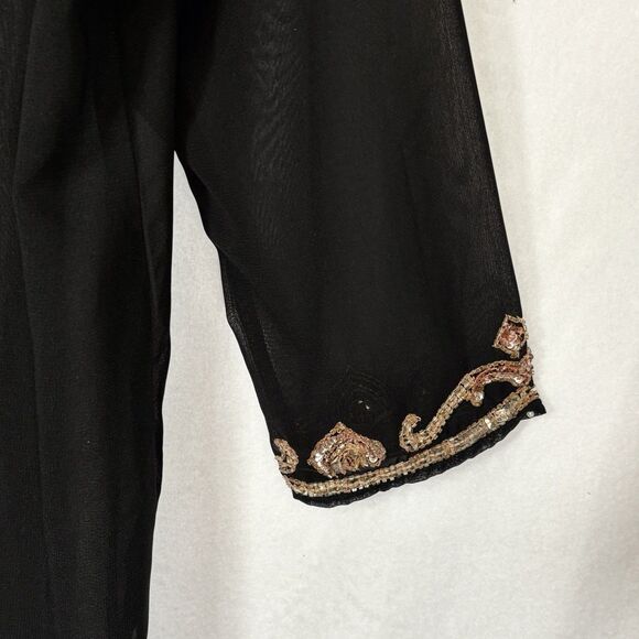 MIX NOUVEAU Black Sheer Embellished Tunic with Gold Appliqué Design - Picture 3 of 10